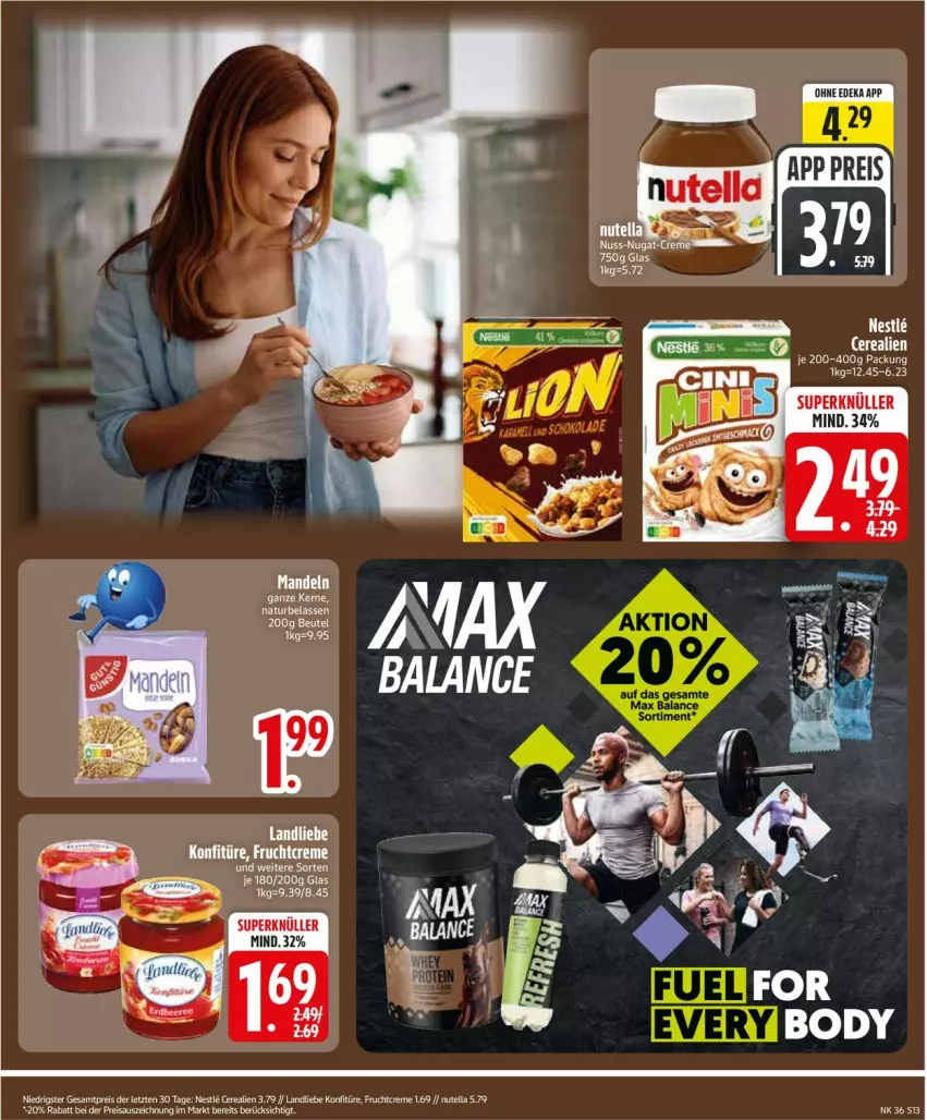 Aktueller Prospekt Edeka - Prospekte - von 31.08 bis 05.09.2026 - strona 15 - produkty: beutel, cerealien, deka, eis, frucht, konfitüre, landliebe, mandel, mandeln, natur, nutella, reis, Ti, ZTE