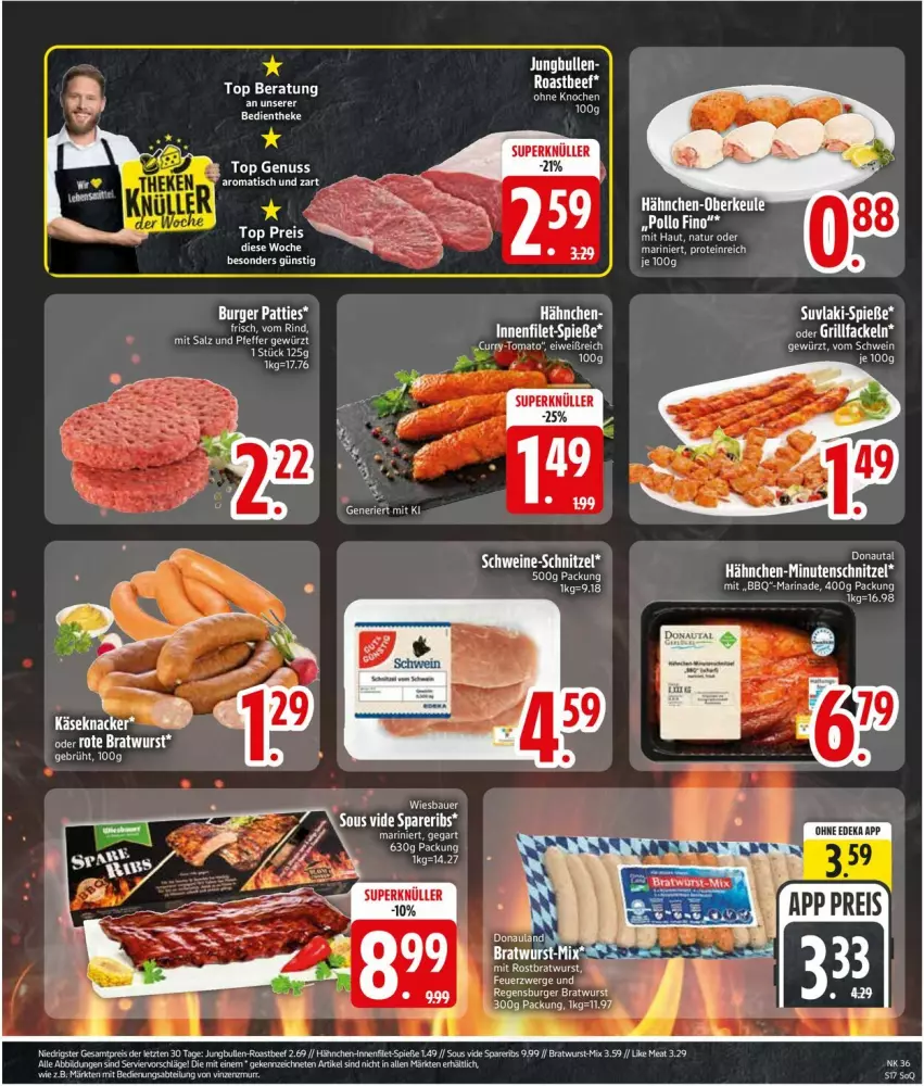 Aktueller Prospekt Edeka - Prospekte - von 31.08 bis 05.09.2026 - strona 19 - produkty: beef, bratwurst, eis, elle, gewürz, Käse, knacker, Like Meat, marinade, minutenschnitzel, nuss, roastbeef, schnitzel, schwein, schweine, schweine-schnitzel, spareribs, Ti, tisch, wein, weine, wurst, ZTE