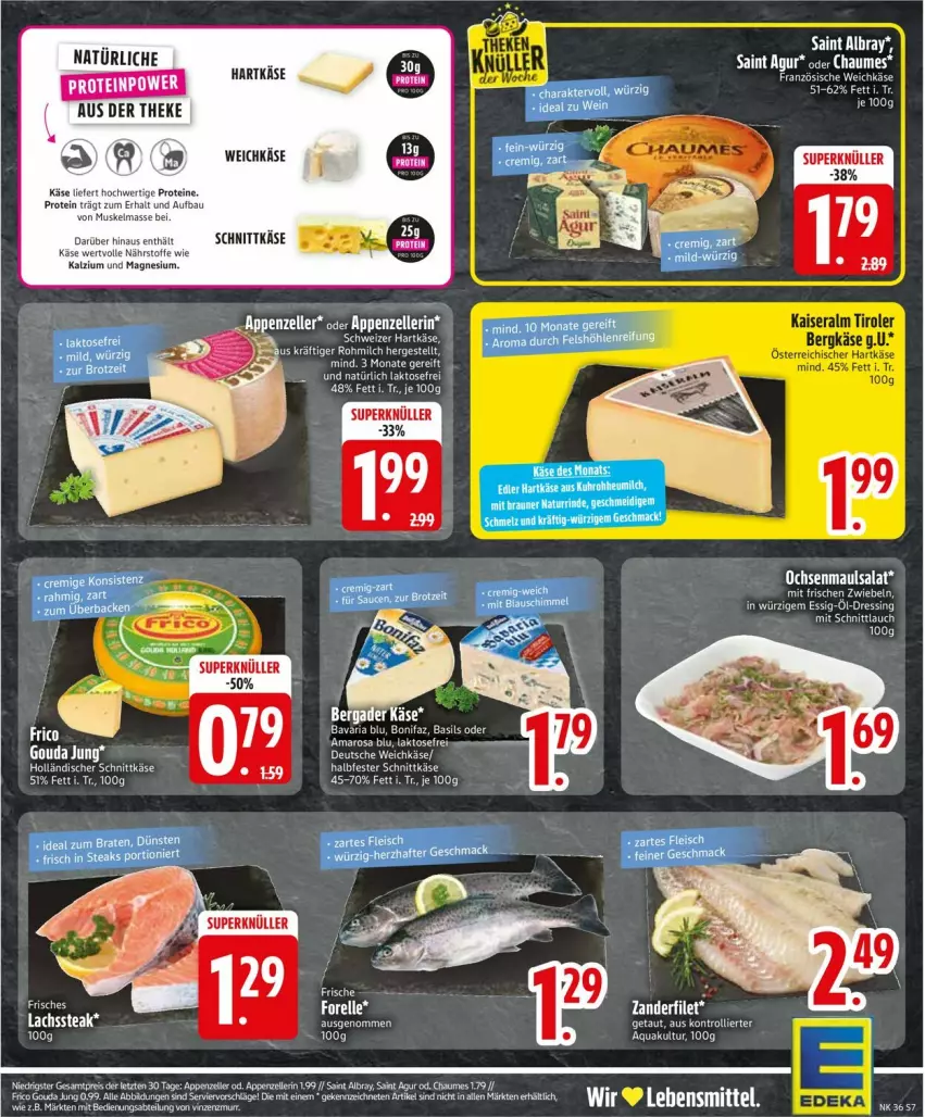 Aktueller Prospekt Edeka - Prospekte - von 31.08 bis 05.09.2026 - strona 9 - produkty: aeg, albray, amaro, appenzeller, aqua, Bau, bavaria blu, chaumes, dressing, eier, eis, elle, ente, essig, frico, gouda, gouda jung, halbfester schnittkäse, holländischer schnittkäse, Käse, lachs, magnesium, reis, Ria, Saint Agur, saint albray, salat, schnittkäse, schnittlauch, steak, Ti, trolli, weichkäse, ZTE