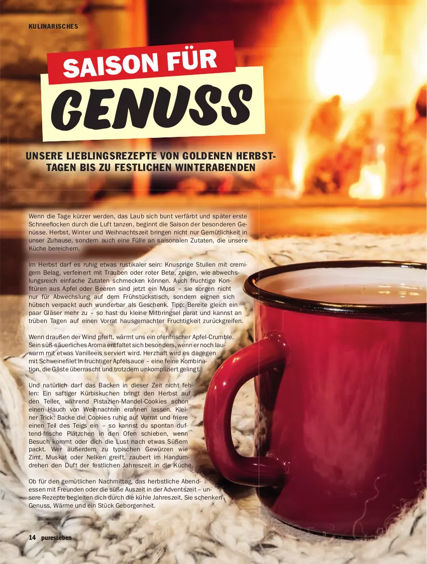 Aktueller Prospekt Hit - pures Leben - von 01.10 bis 31.12.2025 - strona 14 - produkty: apfel, beere, beeren, cookie, cookies, eis, elle, erde, filet, frucht, gewürz, gin, Gläser, konfitüre, konfitüren, küche, kuchen, Kürbis, Lätzche, leine, mac, mandel, nuss, Ofen, pistazien, reifen, rezept, rezepte, ring, rum, saft, sauce, schwein, schweine, schweinefilet, teller, Ti, tisch, trauben, vanille, weihnachten, wein, weine