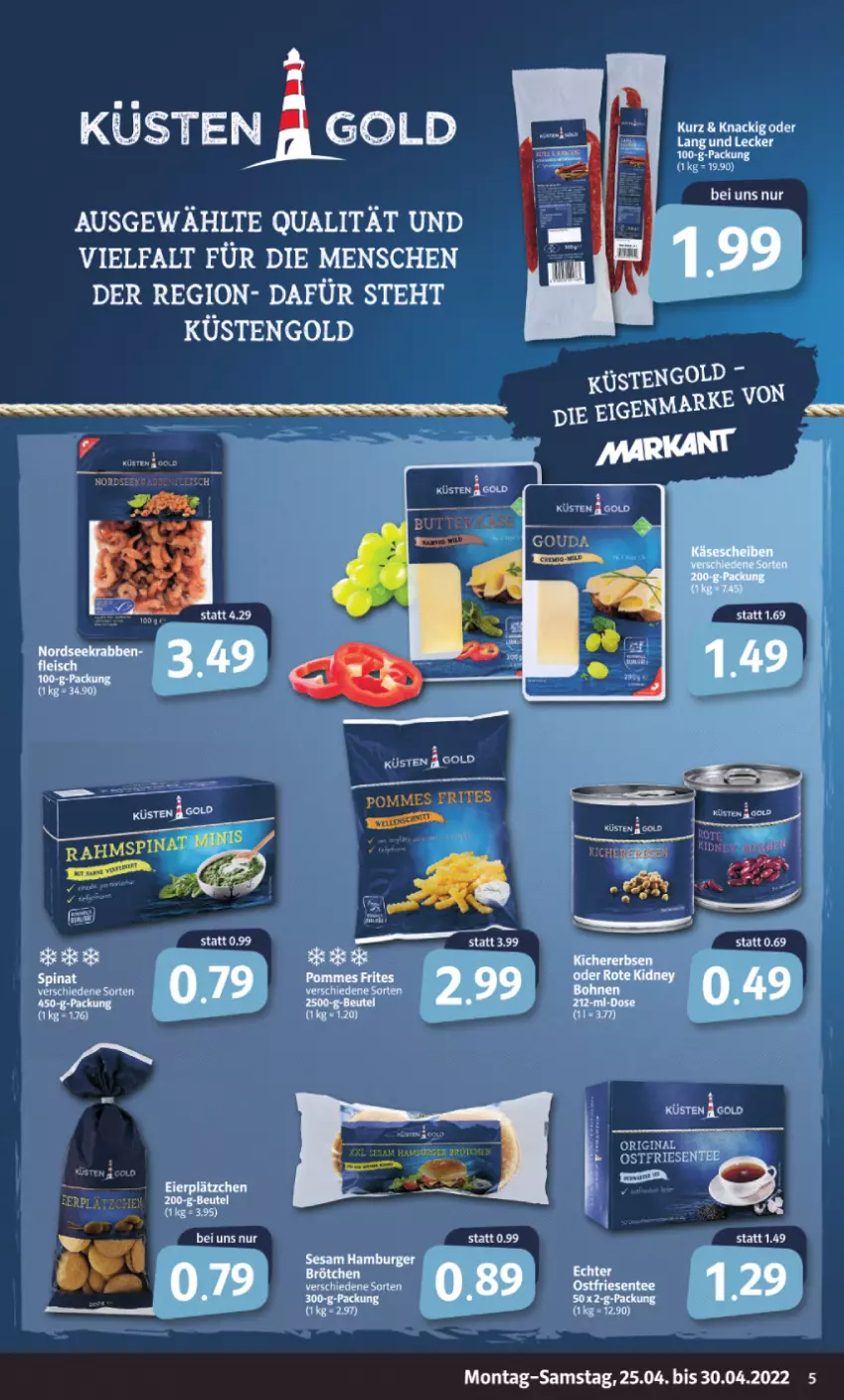 Aktueller Prospekt Markant - Prospekte - von 25.04 bis 30.04.2022 - strona 5 - produkty: bohne, bohnen, eier, eis, ente, küsten a gold, küstengold, tee