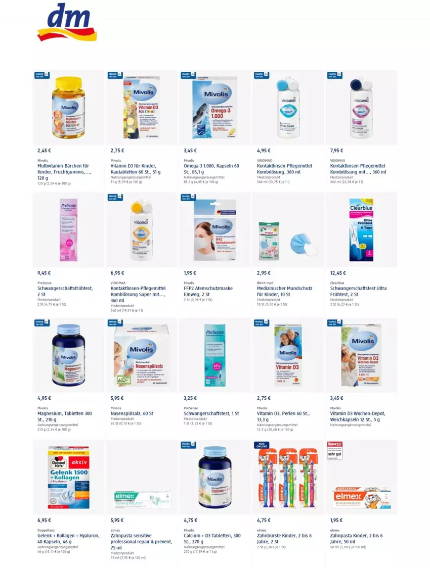 Aktueller Prospekt Dm Drogerie - Prospekte - von 09.12 bis 15.12.2021 - strona 6 - produkty: Atemschutzmaske, bürste, Calcium, Clearblue, doppelherz, elmex, frucht, hyaluron, Kinder, Kollagen, linsen, magnesium, Maske, medizinprodukt, omega, Omega-3, pasta, perlen, salz, Schwangerschaftstest, tablet, tablett, Tablette, Ti, vita, Vitamin D, zahnbürste, zahnpasta