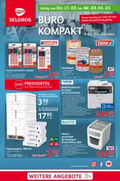 Gazetka promocyjna Selgros - Büro - Gazetka - ważna od 03.04 do 03.04.2024 - strona 1 - produkty: angebot, angebote, auto, Behälter, braun, drucker, eis, elle, Klammern, kopierpapier, lamm, leitz, LG, office, Packband, Palette, papier, reis, smartphone, tablet, tee, tesa, Ti, tisch, usb, Yo