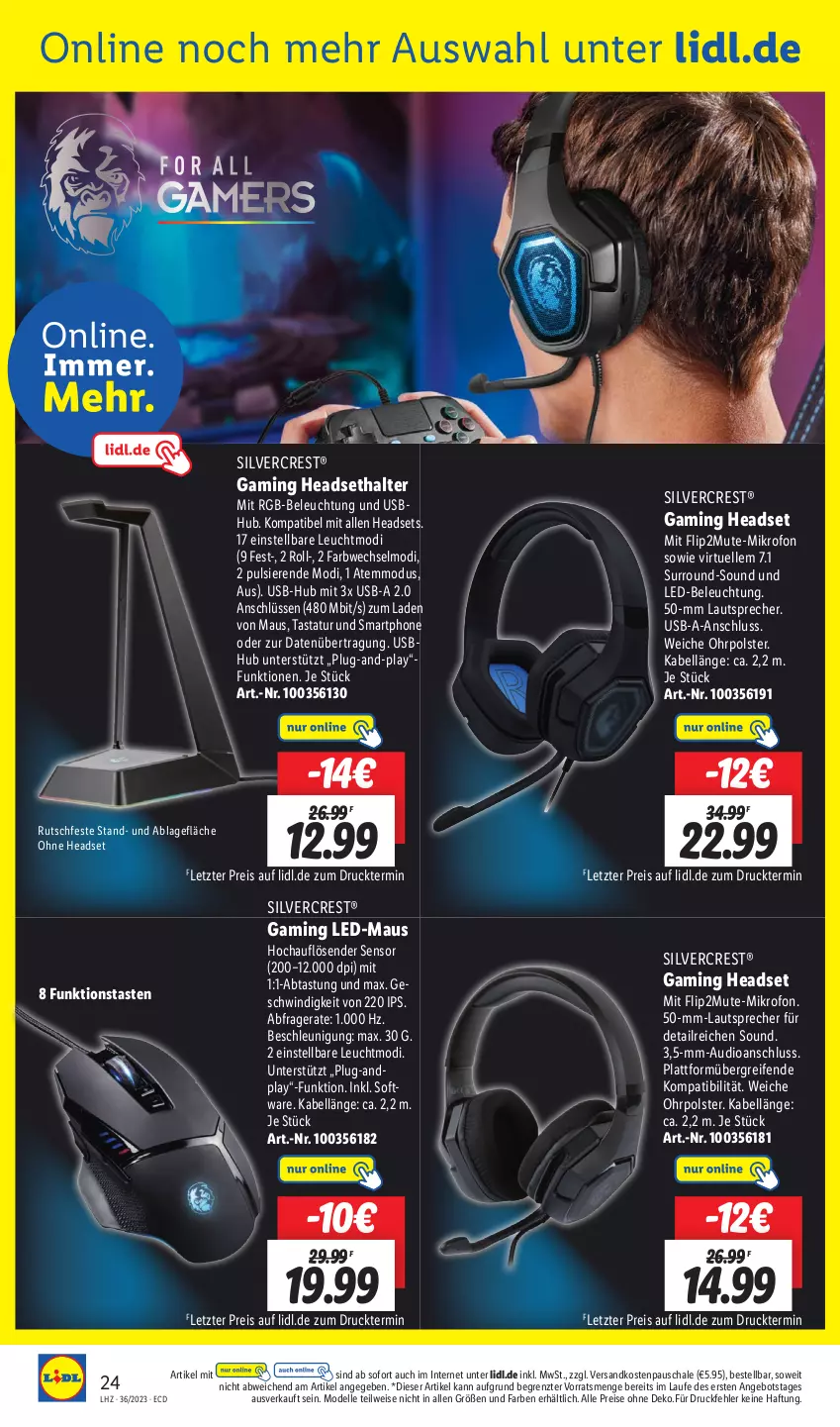 Aktueller Prospekt Lidl - Aktionsprospekt - von 04.09 bis 09.09.2023 - strona 34 - produkty: angebot, beleuchtung, dell, eis, elle, Headset, lautsprecher, led-beleuchtung, Maus, Mode, ndk, reifen, reis, Schal, Schale, silvercrest, smartphone, Software, Tastatur, Ti, usb, ZTE