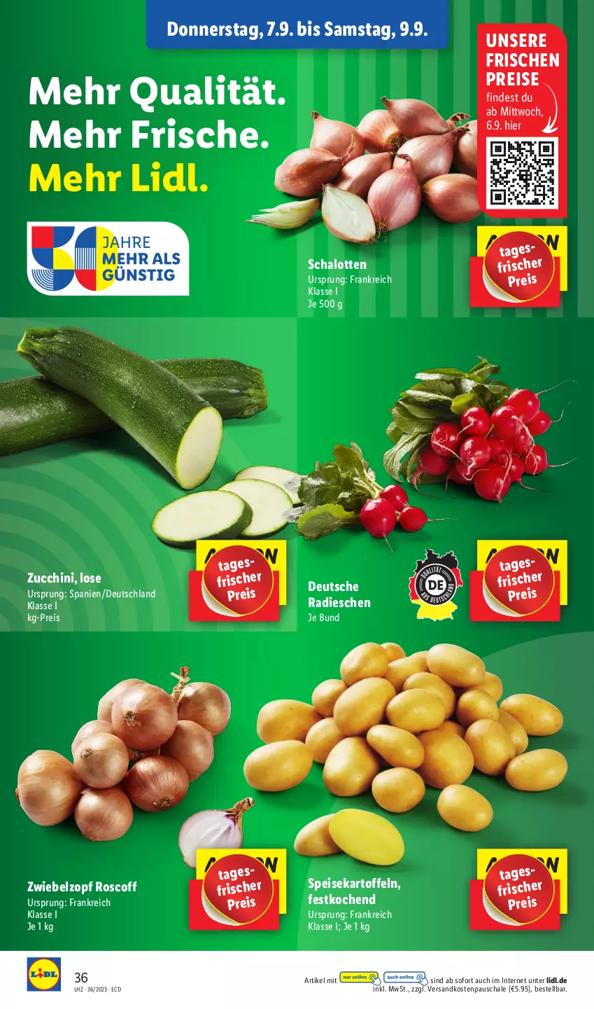 Aktueller Prospekt Lidl - Aktionsprospekt - von 04.09 bis 09.09.2023 - strona 52 - produkty: eis, kartoffel, kartoffeln, ndk, radieschen, reis, Schal, Schale, Schalotte, speisekartoffeln, Ti, zucchini, zwiebel