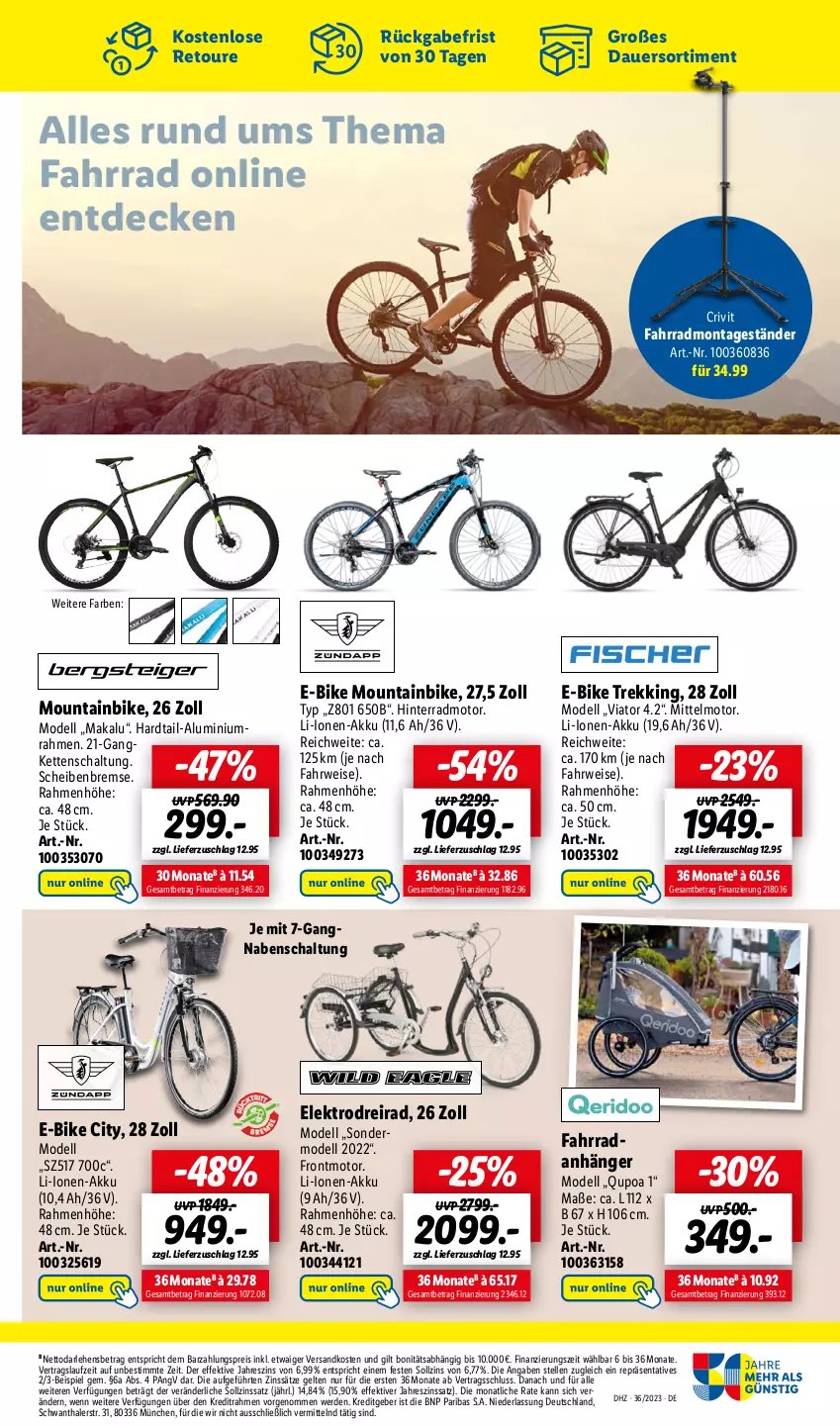 Aktueller Prospekt Lidl - Aktionsprospekt - von 04.09 bis 09.09.2023 - strona 59 - produkty: akku, Anhänger, auer, crivit, decke, dell, Dreirad, E-Bike, eis, Elektro, elle, erde, Fahrrad, Kette, Mode, Mountainbike, ndk, reis, rwe, Schal, Ti