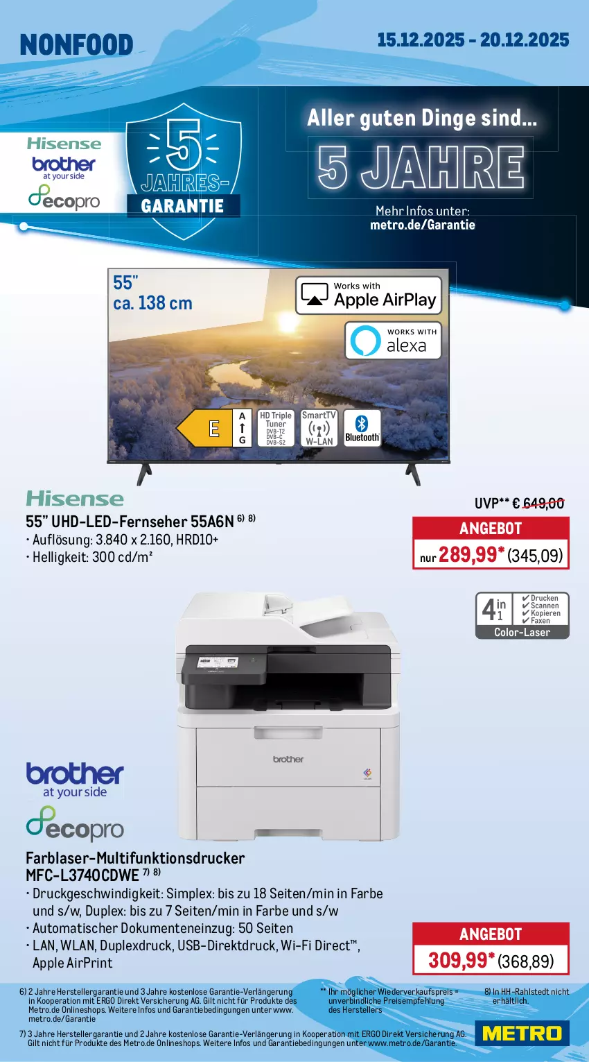 Aktueller Prospekt Metro - Wochen-Angebote - von 15.12 bis 20.12.2025 - strona 24 - produkty: angebot, Apple, auto, drucker, eis, elle, ente, fernseher, LG, Metro, multifunktionsdrucker, reis, rel, sim, teller, Ti, tisch, uhd, usb, Yo