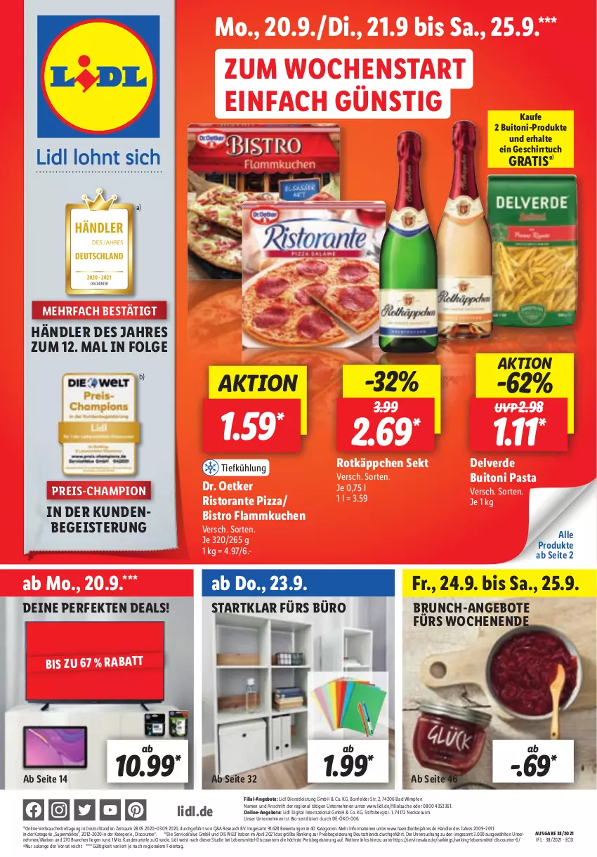 Aktueller Prospekt Lidl - Aktionsprospekt - von 20.09 bis 25.09.2021 - strona 1