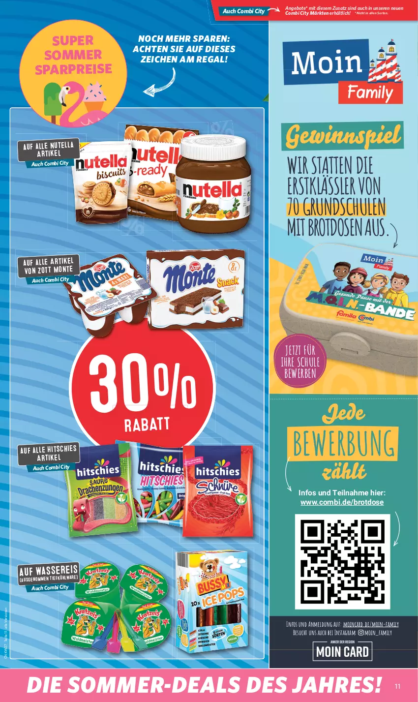 Aktueller Prospekt Combi - Prospekte - von 03.07 bis 08.07.2023 - strona 11 - produkty: angebot, angebote, brot, Brotdose, eis, gewinnspiel, monte, nutella, regal, reis, Ti, Tiefkühlware, zott, Zott Monte