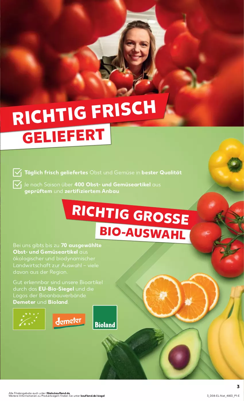 Aktueller Prospekt Kaufland - Kaufland - von 22.02 bis 28.02.2024 - strona 3 - produkty: angebot, angebote, Bau, bio, bioland, obst, Obst und Gemüse, Ti, und gemüse