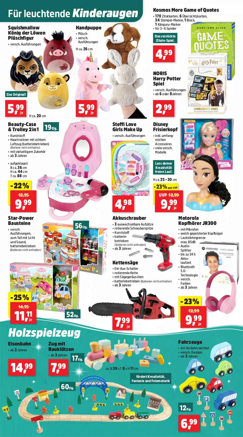 Aktueller Prospekt Thomas Philipps - von 17.11 bis 22.11.2025 - strona 7 - produkty: ACC, accessoires, akku, akkuschrauber, aust, batterie, batterien, Bau, bügel, dell, disney, eis, Eisenbahn, elle, fanta, gin, haartrockner, Holz, Kette, Kinder, König der Löwen, kopfhörer, Leuchte, leuchten, LG, make up, Mode, motorola, Plüsch, Puppe, säge, Schal, Spiele, spielzeug, Ti, Tiere, Trockner, trolley