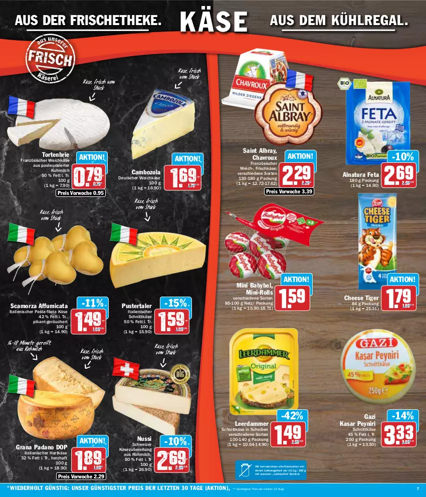 Aktueller Prospekt Aez - Prospekte - von 18.03 bis 23.03.2024 - strona 7 - produkty: albray, aus dem kühlregal, babybel, brie, cambozola, chavroux, deutscher weichkäse, eis, feta, französischer weichkäse, frischkäse, grana, grana padano, hartkäse, italienischer hartkäse, Käse, kühlregal, leerdammer, milch, mini babybel, natur, natura, nuss, padano, pasta, Rana, regal, reis, saint albray, Scamorza, schnittkäse, Ti, torte, weichkäse, ZTE