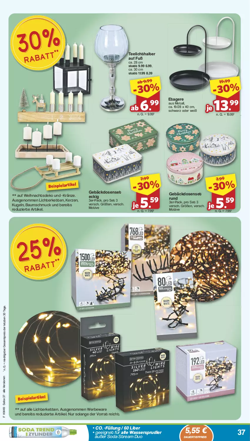 Aktueller Prospekt Famila - Prospekte - von 02.12 bis 07.12.2024 - strona 38 - produkty: auer, Bau, Baumschmuck, dauertiefpreis, eis, Etagere, kerze, Kette, Kugel, lichterkette, reis, Schmuck, Soda, tee, Teelicht, teelichthalter, Ti, tiefpreis, wasser, wassersprudler, ZTE