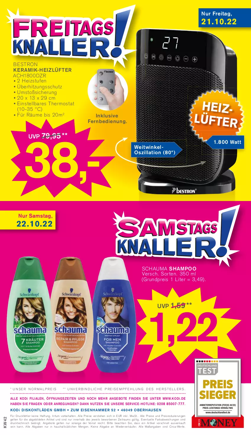 Aktueller Prospekt Kodi - Prospekte - von 08.10 bis 13.10.2022 - strona 16 - produkty: angebot, angebote, eis, elle, fernbedienung, reis, schauma, schauma shampoo, shampoo, teller, thermostat, Ti, überhitzungsschutz