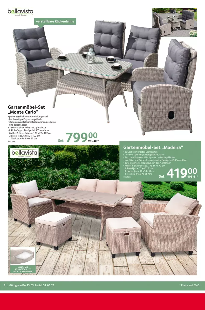 Aktueller Prospekt Selgros - Outdoor - von 23.03 bis 31.05.2023 - strona 8 - produkty: aluminiumgestell, arlo, Garten, gartenmöbel, glasplatte, latte, möbel, monte, rückenlehne, sessel, Sofa, Ti, tisch