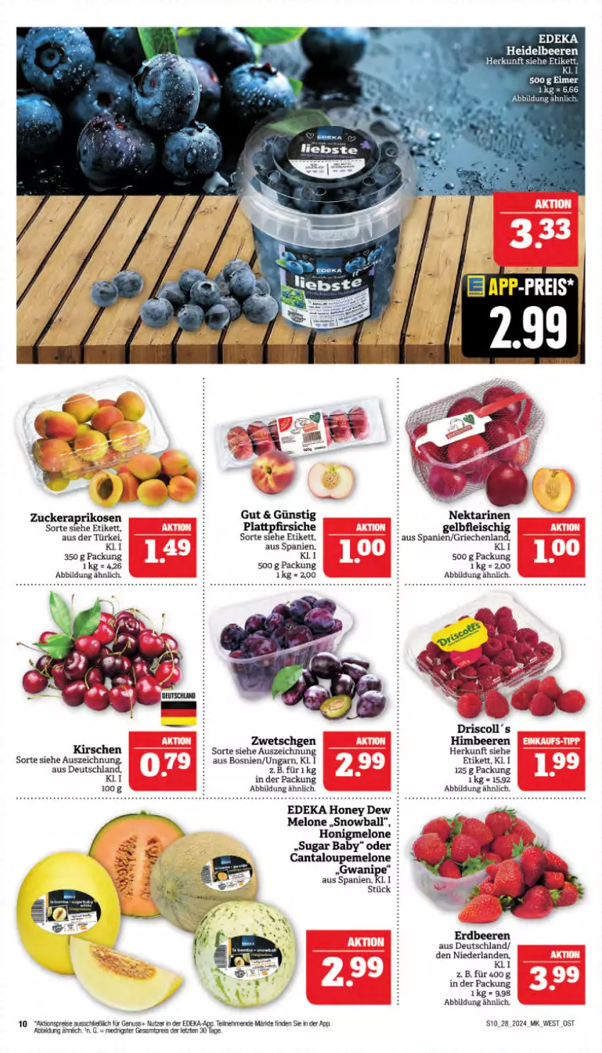 Aktueller Prospekt Marktkauf - Prospekt - von 07.07 bis 13.07.2024 - strona 10 - produkty: aktionspreis, aprikose, aprikosen, ball, beere, beeren, deka, eimer, eis, erdbeere, erdbeeren, heidelbeere, heidelbeeren, himbeer, himbeere, himbeeren, honig, honigmelone, kirsch, kirsche, kirschen, melone, Nektar, nektarinen, nuss, pfirsich, pfirsiche, plattpfirsiche, reis, Ti, ZTE, zucker