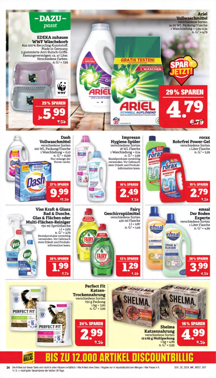 Aktueller Prospekt Marktkauf - Prospekt - von 07.07 bis 13.07.2024 - strona 24 - produkty: ariel, Bad, bio, biozidprodukte, Clin, deka, dusche, eis, emsa, flasche, Germ, korb, kraft, power-gel, Rauch, reiniger, reis, rorax, rwe, sprühflasche, Ti, vollwaschmittel, wäschekorb, waschmittel, ZTE