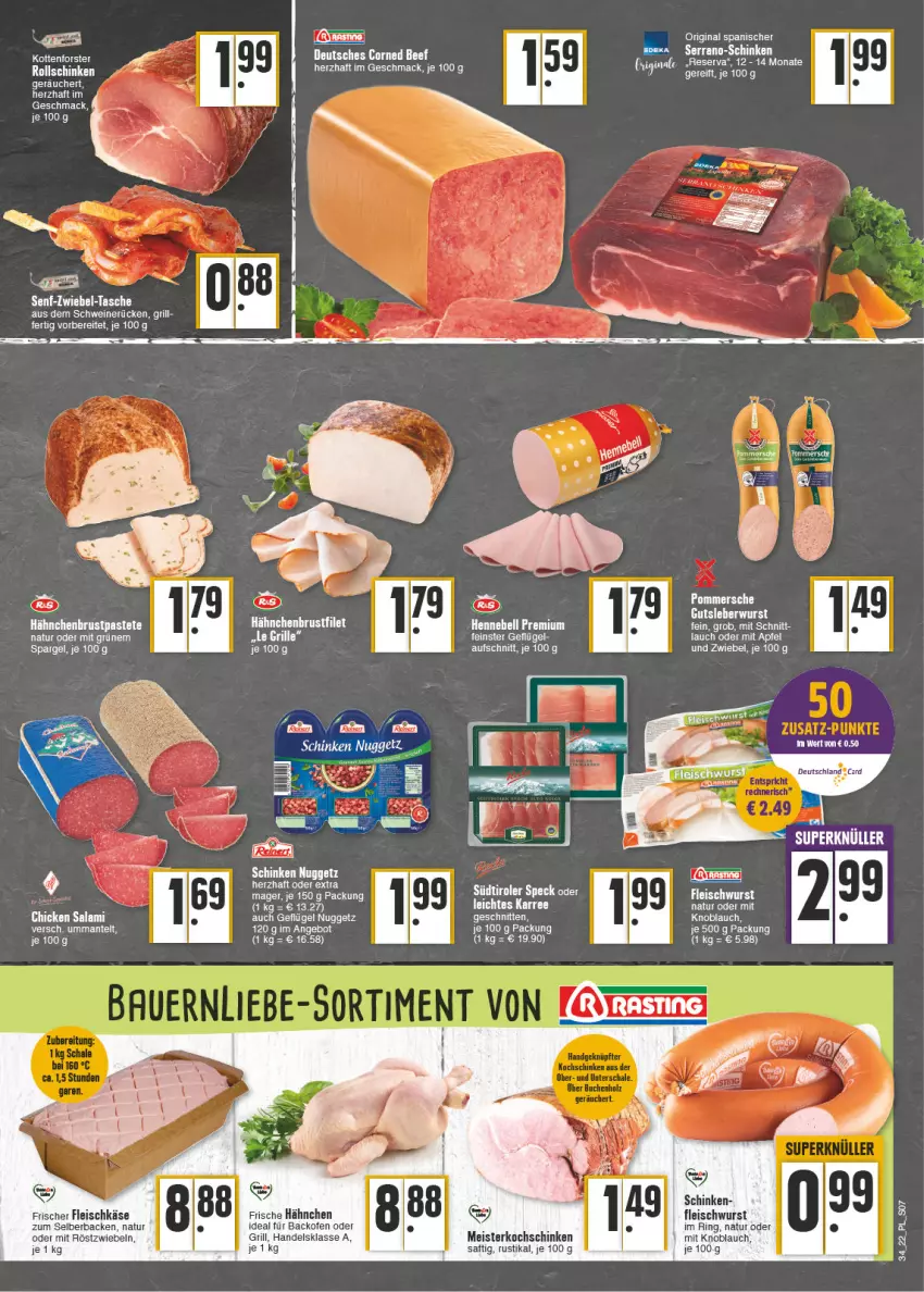 Aktueller Prospekt E Center - Angebote der Woche - von 22.08 bis 27.08.2022 - strona 7 - produkty: angebot, apfel, aufschnitt, backofen, beef, eis, fleisch, fleischkäse, fleischwurst, Frische Hähnchen, Geflügel, gin, grill, gutsleberwurst, hähnchenbrust, Käse, knoblauch, kochschinken, leberwurst, mac, Meister, mit knoblauch, mit röstzwiebeln, natur, Ofen, pastete, Pommersche, ring, röstzwiebeln, saft, schinken, schnitten, schwein, schweine, schweinerücken, spargel, Ti, wein, weine, wurst, Yo, zwiebel, zwiebeln