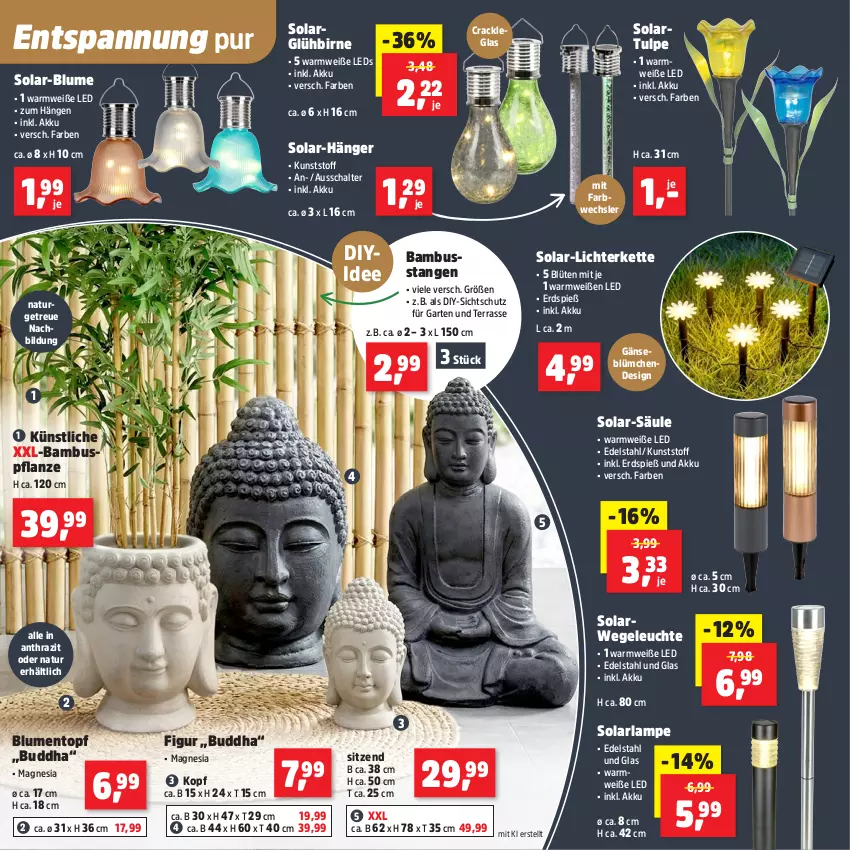 Aktueller Prospekt Thomas Philipps - von 27.04 bis 02.05.2026 - strona 10 - produkty: akku, arla, bambus, blume, blumen, Blüte, Buddha, edelstahl, Garten, Kette, Lampe, leds, Leuchte, lichterkette, natur, pflanze, rwe, Schal, solarlampe, topf