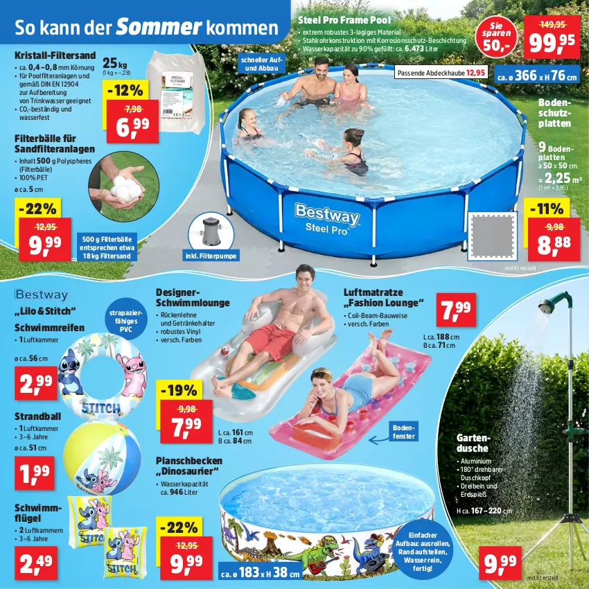 Aktueller Prospekt Thomas Philipps - von 27.04 bis 02.05.2026 - strona 19 - produkty: Abba, abdeckhaube, ball, Bau, dusche, eis, elle, fenster, Filterbälle, Garten, Gartendusche, getränk, getränke, getränkehalter, latte, luftmatratze, matratze, planschbecken, pool, reifen, Ria, rückenlehne, sandfilteranlage, Schwimmflügel, steel pro, tee, Ti, wasser