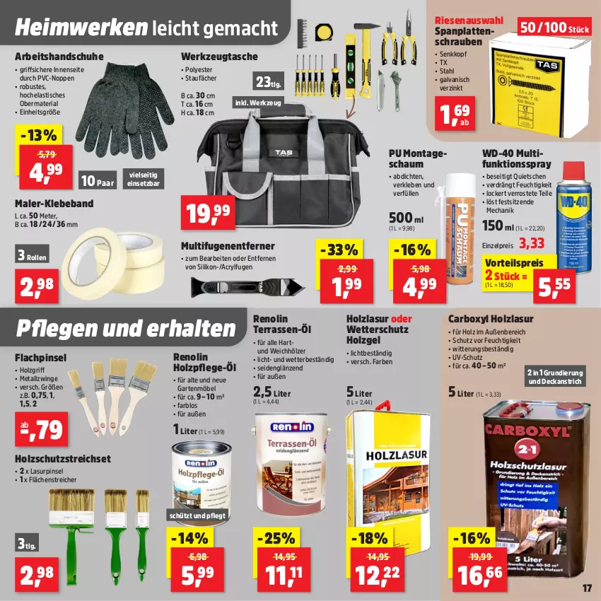 Aktueller Prospekt Thomas Philipps - von 27.04 bis 02.05.2026 - strona 21 - produkty: asti, eis, Garten, gartenmöbel, handschuhe, Holz, holzlasur, holzschutz, HP, latte, LG, mac, möbel, Pinsel, reis, Ria, schrauben, schuhe, Tasche, Ti, tisch, uv-schutz, vorteilspreis, werkzeug