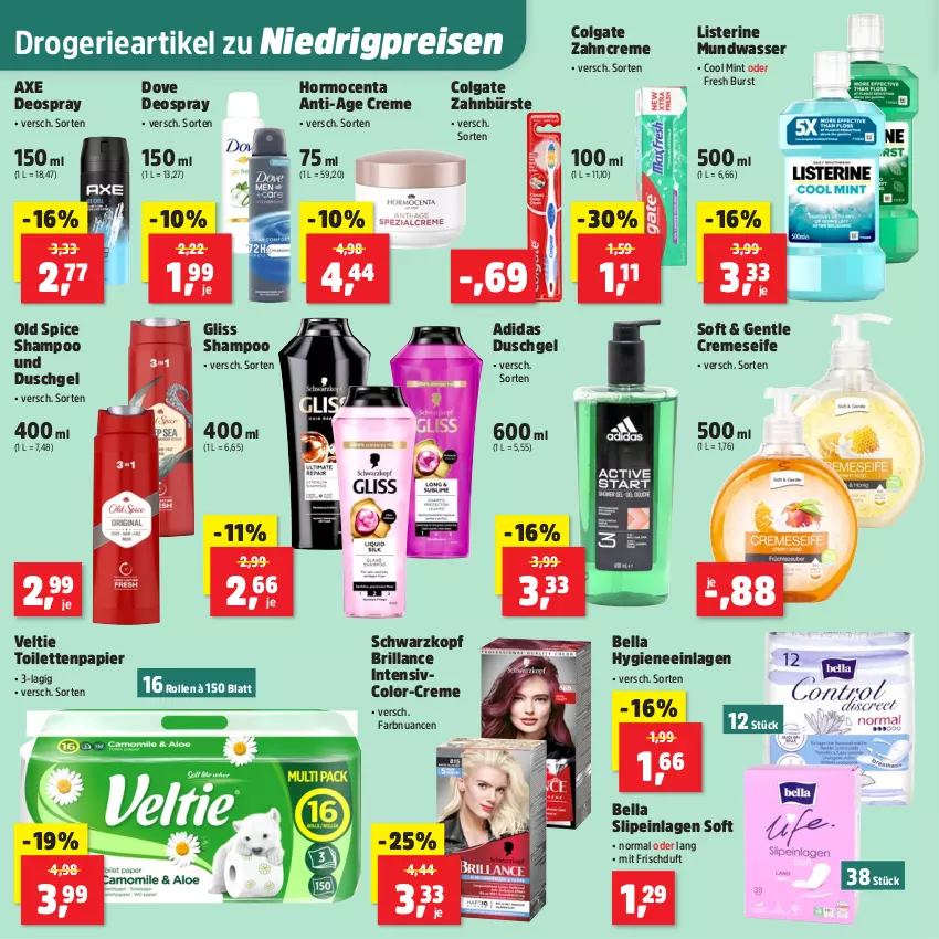 Aktueller Prospekt Thomas Philipps - von 27.04 bis 02.05.2026 - strona 24 - produkty: Adidas, axe, brillance, bürste, colgate, creme, cremeseife, deo, deospray, dove, duschgel, eis, gliss, LG, listerine, mint, mundwasser, Nuance, Old Spice, papier, reis, schwarzkop, schwarzkopf, Seife, shampoo, slip, slipeinlagen, Ti, wasser, zahnbürste, zahncreme