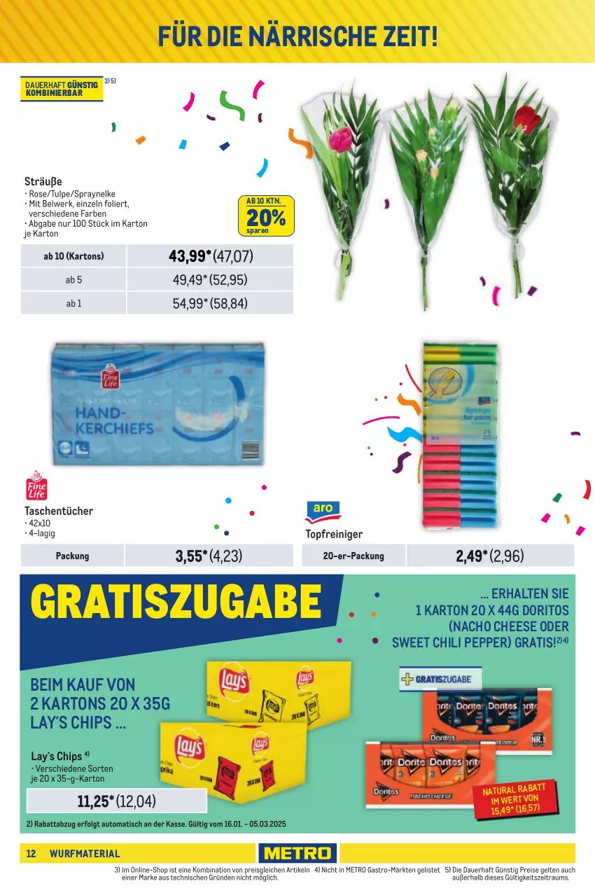 Aktueller Prospekt Metro - Wurfmaterial Bestellkatalog - von 02.10.2024 bis 05.03.2025 - strona 12 - produkty: abholpreise, angebot, angebote, auer, auto, chili, chips, Doritos, eis, ilag, LG, Metro, metro gastro, nacho, nacho cheese, natur, natura, Rauch, reiniger, reis, Ria, rwe, snack, snacks, Tasche, taschen, taschentücher, Ti, tisch, topf, tücher