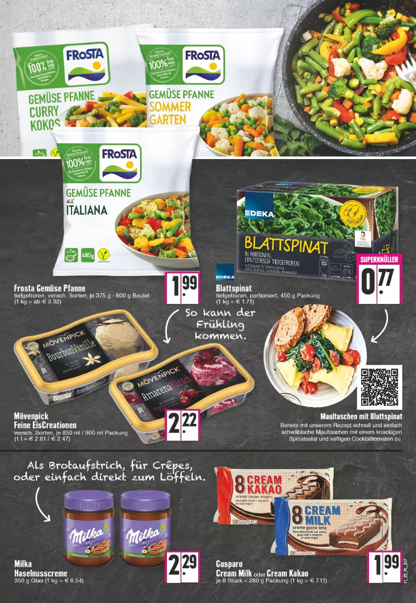 Aktueller Prospekt E Center - Angebote der Woche - von 13.03 bis 18.03.2023 - strona 17 - produkty: aufstrich, beutel, blattspinat, brot, brotaufstrich, cocktail, eis, frosta, Garten, haselnuss, kakao, Löffel, maultaschen, milka, nuss, pfanne, saft, salat, spinat, Tasche, taschen, tee, Ti, tomate, tomaten