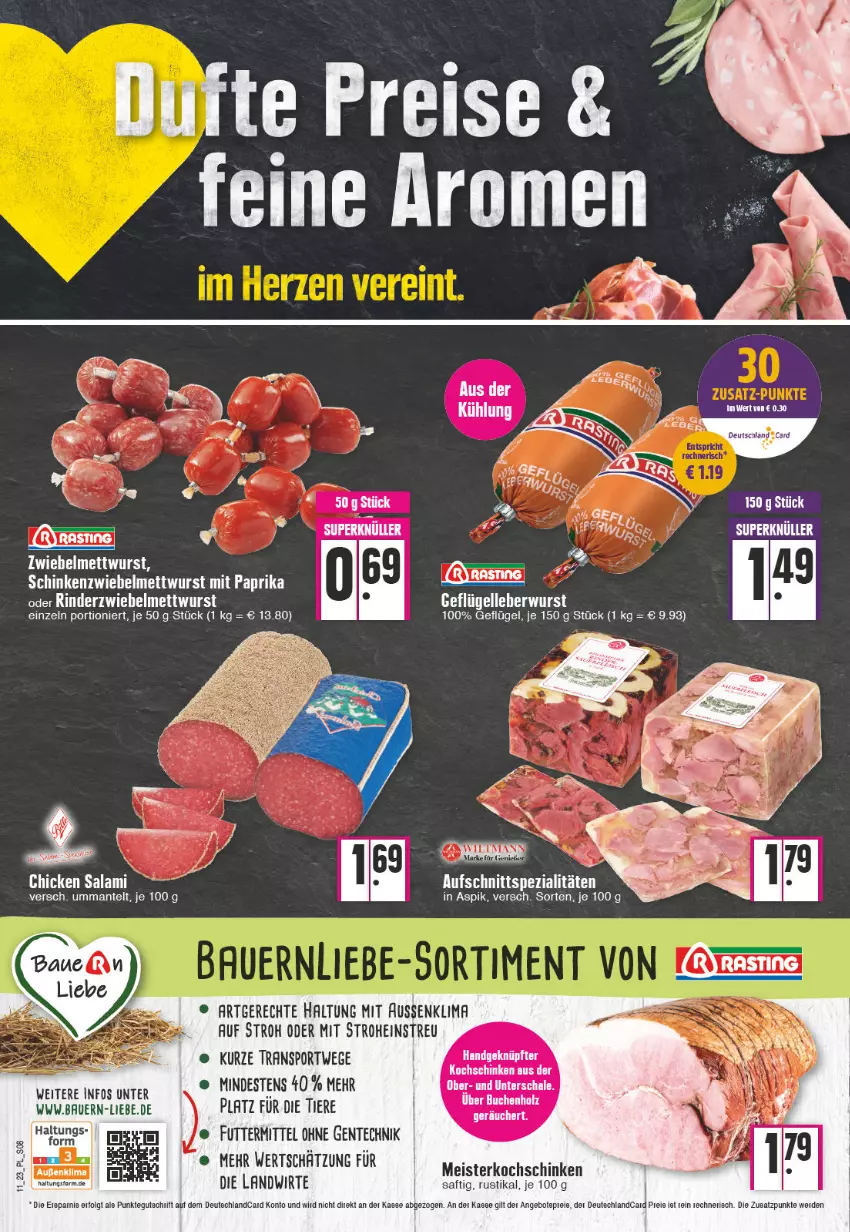 Aktueller Prospekt E Center - Angebote der Woche - von 13.03 bis 18.03.2023 - strona 8 - produkty: angebot, angebote, aufschnitt, Bad, deutschlandcard, elle, ente, erde, Geflügel, LG, Mantel, Mett, mettwurst, rind, rinder, salami, Spezi, Sport, Ti, Tiere, wurst, zwiebel, zwiebelmettwurst