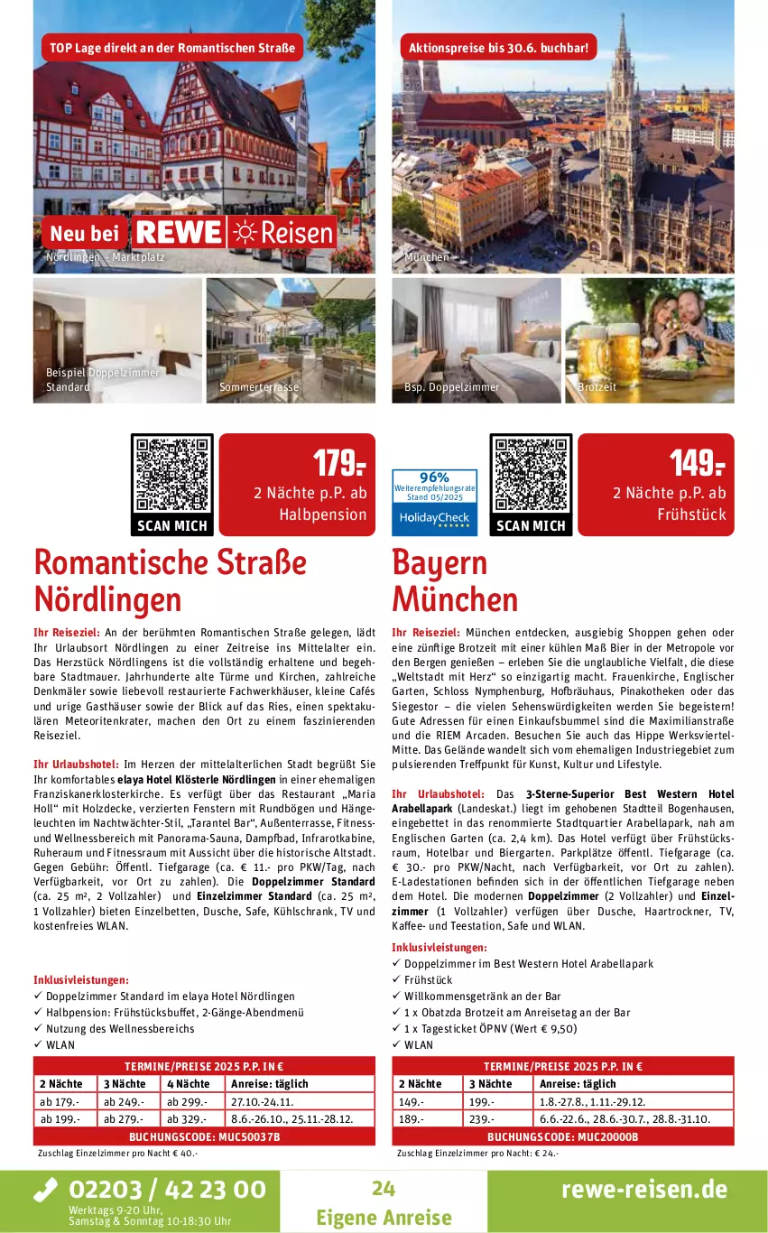 Aktueller Prospekt Rewe Reisen - Reiseprospekt - von 28.05 bis 27.06.2025 - strona 24 - produkty: aktionspreis, auer, Bad, bett, Betten, bier, brot, buch, decke, dusche, eis, ente, erde, fenster, franziskaner, Garten, getränk, haartrockner, Hängeleuchte, hipp, Holz, inklusivleistungen, kaffee, kühlschrank, leine, Leuchte, leuchten, mac, Metro, Mode, rama, reis, Ria, Schrank, tee, Ti, tisch, Trockner, uhr, wellnessbereich, Weste