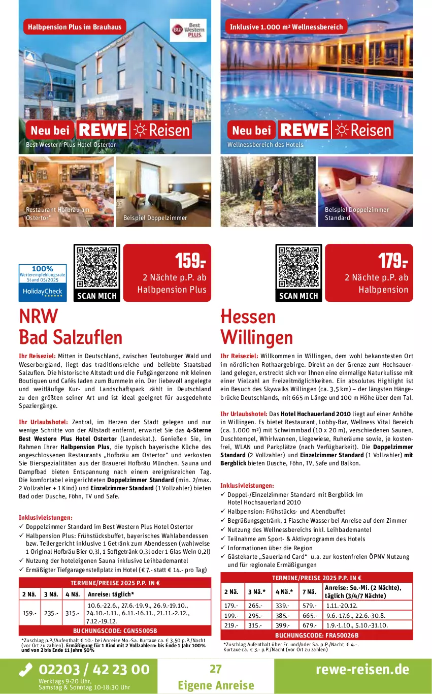 Aktueller Prospekt Rewe Reisen - Reiseprospekt - von 28.05 bis 27.06.2025 - strona 27 - produkty: auer, axe, Bad, Bademantel, bier, bierspezialitäten, buch, burger, dusche, eis, elle, flasche, getränk, gin, inklusivleistungen, küche, kurtaxe, leine, Liege, Mantel, natur, reis, salz, Spezi, Sport, teller, Ti, uhr, vita, Wanne, wasser, wein, wellnessbereich, Weste