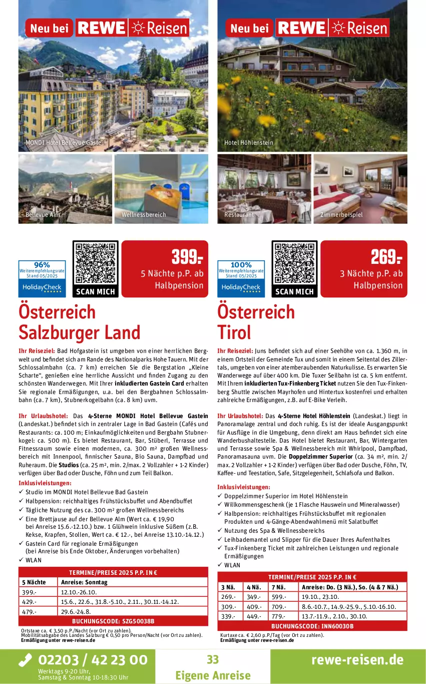 Aktueller Prospekt Rewe Reisen - Reiseprospekt - von 28.05 bis 27.06.2025 - strona 33 - produkty: Alwa, auer, axe, Bad, Bademantel, bio, buch, burger, dusche, E-Bike, eis, elle, flasche, Garten, Glühwein, inklusivleistungen, innenpool, kaffee, keks, kekse, Kinder, kurtaxe, leine, Mantel, mineralwasser, Mode, natur, Ofen, pool, rama, reis, rwe, salat, salz, schlafsofa, slip, Slipper, Sofa, Stollen, tee, Ti, uhr, wasser, wein, wellnessbereich, Whirlpool, zimmerbeispiel