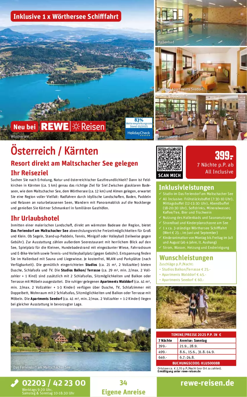 Aktueller Prospekt Rewe Reisen - Reiseprospekt - von 28.05 bis 27.06.2025 - strona 34 - produkty: Alwa, axe, Bad, ball, bett, bier, buch, drink, drinks, dusche, E-Bike, eis, erde, Fahrrad, inklusivleistungen, kaffee, Kinder, leine, Liege, mab, mineralwasser, möbel, natur, rama, Reinigung, reis, rel, schlafsofa, schlafzimmer, schwein, Sofa, tee, Ti, tisch, uhr, wasser, wein