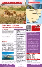 Gazetka promocyjna Rewe Reisen - Reiseprospekt - Gazetka - ważna od 27.06 do 27.06.2025 - strona 15 - produkty: amaro, asti, aust, Bad, bosch, buch, deutschsprachige reiseleitung, dusche, eis, Elefant, elle, ente, Garten, gin, inklusivleistungen, krüger, likör, mandel, Metro, rama, reis, reiseverlauf, rel, Ria, rwe, sim, simba, Ti, Tiere, tisch, uhr, underberg, wasser, wein, Yo