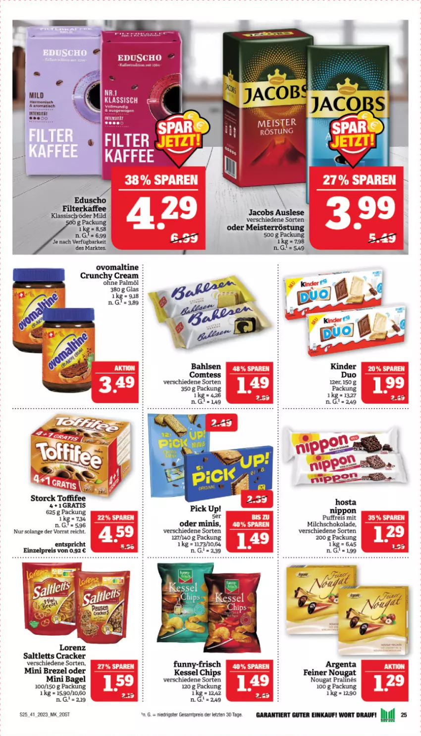 Aktueller Prospekt Marktkauf - Prospekt - von 08.10 bis 14.10.2023 - strona 25 - produkty: Bagel, brezel, chips, cracker, eis, funny-frisch, Kinder, milch, ohne palmöl, reis, saltletts, schoko, schokolade, Ti, ZTE