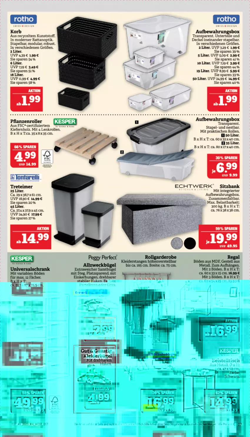 Aktueller Prospekt Marktkauf - Prospekt - von 08.10 bis 14.10.2023 - strona 37 - produkty: aufbewahrungsbox, Bank, Brei, decke, Deckel, eimer, Holz, korb, LG, Mode, pflanze, pflanzen, rel, Ria, Roller, sitzbank, Ti, tisch, treteimer