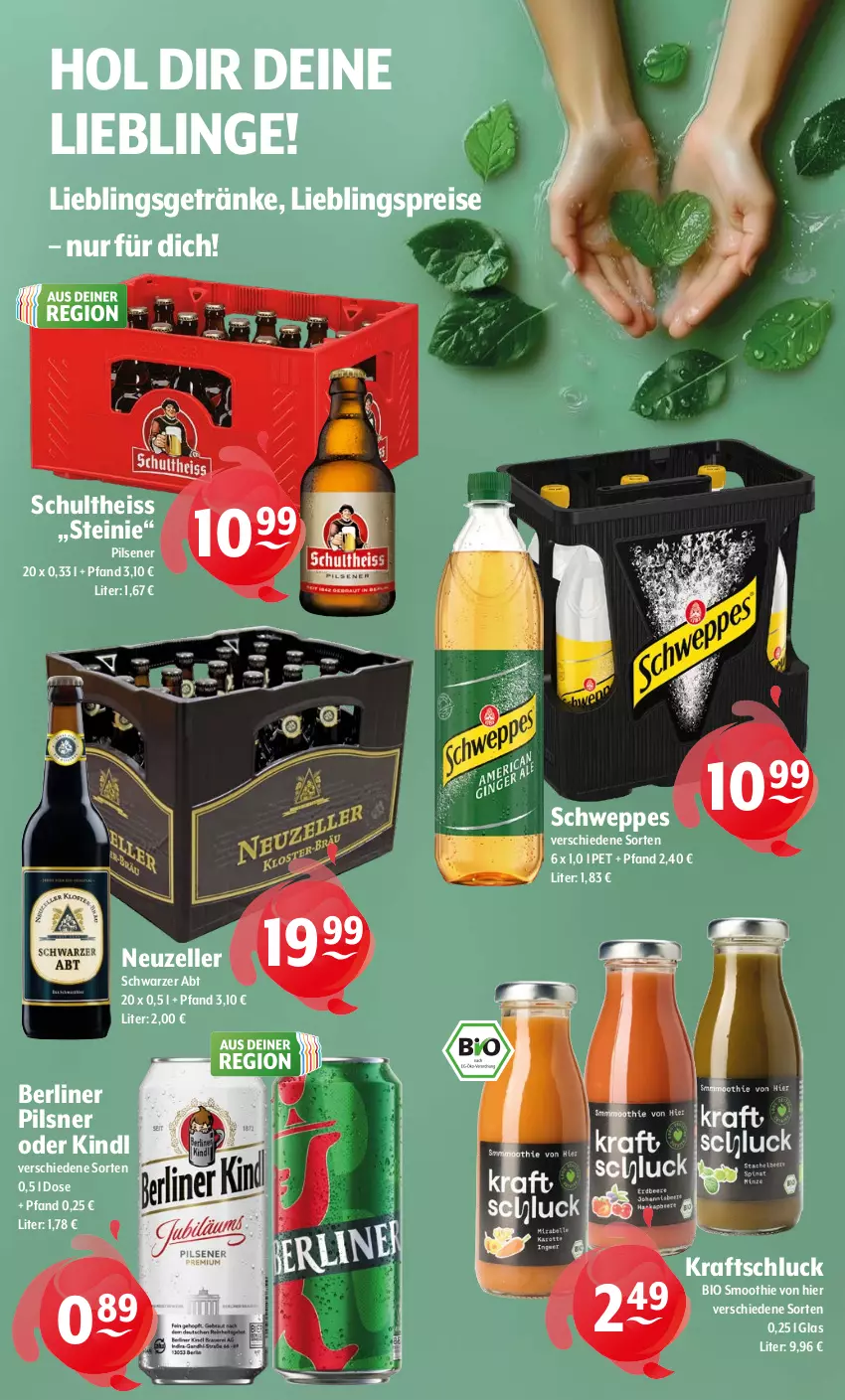 Aktueller Prospekt Getraenke Hoffmann - Prospekte - von 09.02 bis 14.02.2026 - strona 11 - produkty: berliner, bio, eis, elle, getränk, getränke, kraft, pils, pilsener, pilsner, reis, Schultheiss, schweppes, smoothie