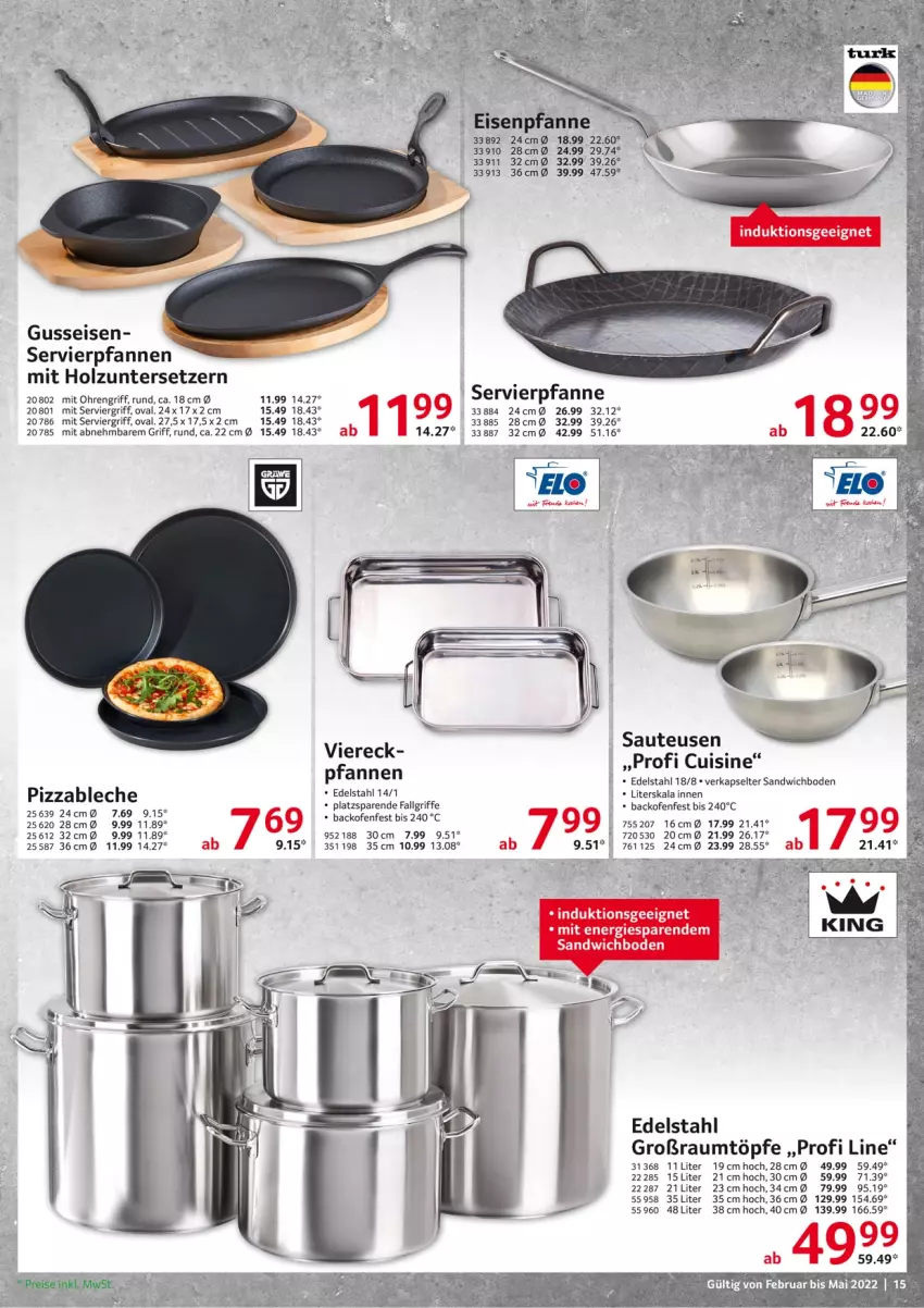 Aktueller Prospekt Selgros - Gastronomie - von 01.02 bis 31.05.2022 - strona 15 - produkty: backofen, edelstahl, eis, Holz, LG, Ofen, pfanne, pfannen, pizza, reis, sandwich, Ti, Untersetzer