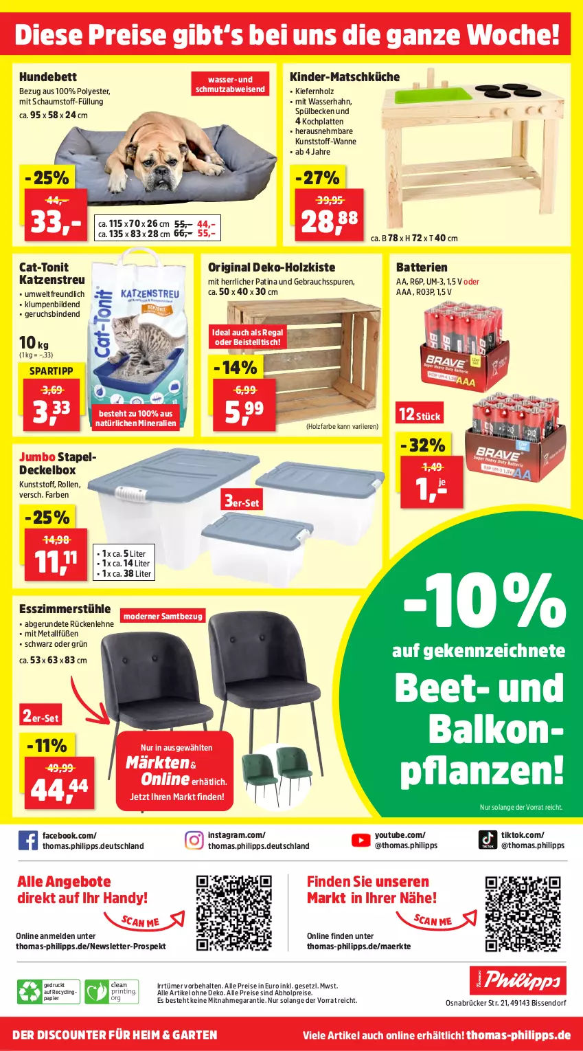 Aktueller Prospekt Thomas Philipps - von 03.06 bis 08.06.2024 - strona 20 - produkty: abholpreise, alle preise sind abholpreise, angebot, angebote, balkonpflanzen, batterie, batterien, beistelltisch, bett, binden, Clin, decke, Deckel, discount, eis, Esszimmer, Garten, gin, Handy, Holz, HP, Hundebett, jumbo, Katzenstreu, Kinder, Kochplatten, küche, latte, Mode, papier, pflanze, pflanzen, Rauch, regal, reis, rückenlehne, spartipp, Stühl, Ti, tisch, Wanne, wasser, Yo