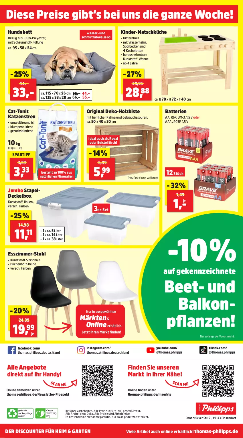 Aktueller Prospekt Thomas Philipps - von 03.06 bis 08.06.2024 - strona 21 - produkty: abholpreise, alle preise sind abholpreise, angebot, angebote, balkonpflanzen, batterie, batterien, beistelltisch, bett, binden, buch, Clin, decke, Deckel, discount, eis, Esszimmer, Garten, gin, Handy, Holz, HP, Hundebett, jumbo, Katzenstreu, Kinder, Kochplatten, küche, latte, papier, pflanze, pflanzen, Rauch, regal, reis, Schal, Schale, spartipp, stuhl, Ti, tisch, Wanne, wasser, Yo