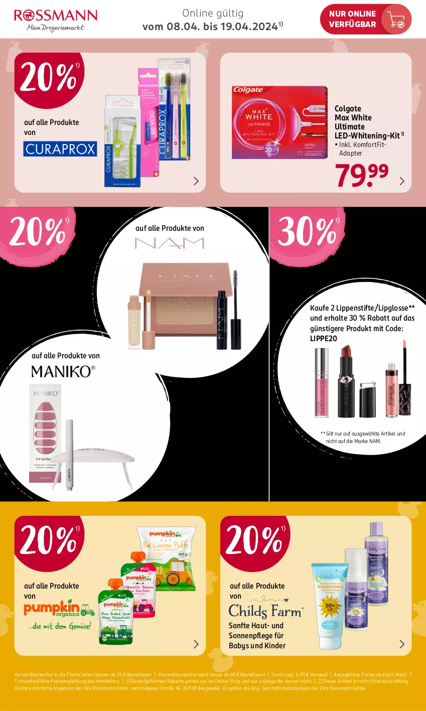 Aktueller Prospekt Rossmann - Prospekte - von 08.04 bis 19.04.2024 - strona 3 - produkty: adapter, angebot, angebote, colgate, eis, elle, Kinder, LG, Lipgloss, Lippenstift, Max White, ndk, reis, stifte, teller, Ti, versandkostenfrei, wedel