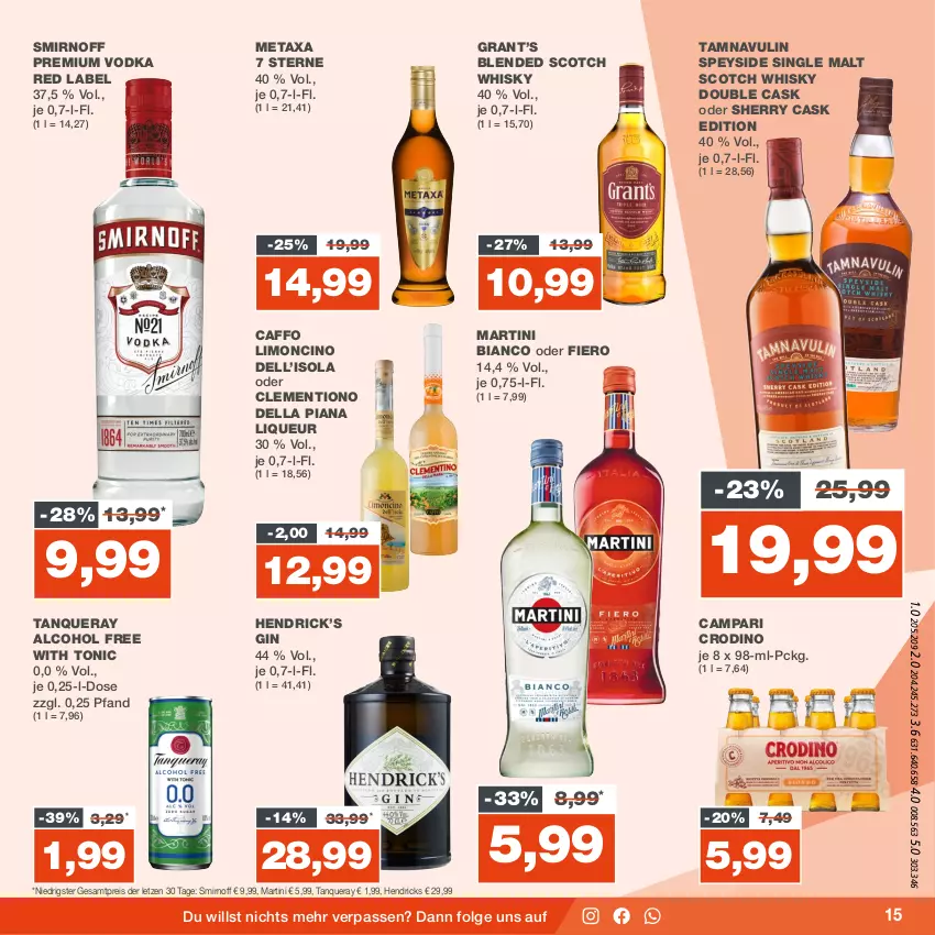 Aktueller Prospekt Real - von 28.08 bis 02.09.2023 - strona 15 - produkty: blended scotch, blended scotch whisky, campari, cin, dell, eis, gin, LG, limo, liqueur, martini, Metaxa, premium vodka, reis, scotch, scotch whisky, single malt, smirnoff, Tanqueray, Ti, tonic, vodka, whisky