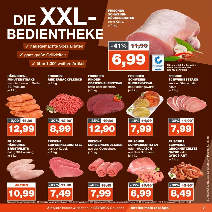 Aktueller Prospekt Real - von 28.08 bis 02.09.2023 - strona 5 - produkty: braten, brustfilet, coupon, coupons, eis, filet, filets, fleisch, Frische Hähnchen, geschnetzeltes, gewürz, gulasch, gyros, hackfleisch, hähnchenbrust, hähnchenbrustfilet, Kette, Kugel, minutensteaks, natur, nero, Nestea, payback, reis, rind, rinder, rinderhackfleisch, rouladen, Rückenbraten, Rückensteak, Schal, Schale, schinken, schnitzel, schwein, schweine, schweinebraten, Schweineroulade, schweinerücken, schweineschnitzel, steak, steaks, Ti, wein, weine, Zelt