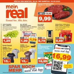 Gazetka promocyjna Real - Gazetka - ważna od 02.09 do 02.09.2023 - strona 1 - produkty: Alwa, ariel, Bau, baumwolle, braten, coca-cola, cola, dallmayr, dallmayr prodomo, Dr. Oetker, eis, fanta, fanta oder, fanta oder sprite, flammkuchen, gulasch, herren-t-shirt, kuchen, lamm, oder sprite, pizza, prodomo, reis, rind, rinder, Rinderroulade, rinderrouladen, ristorante, ristorante pizza, rouladen, Schal, Schale, shirt, sprite, T-Shirt, tafeltrauben, Ti, trauben, vollwaschmittel, waschmittel, wolle