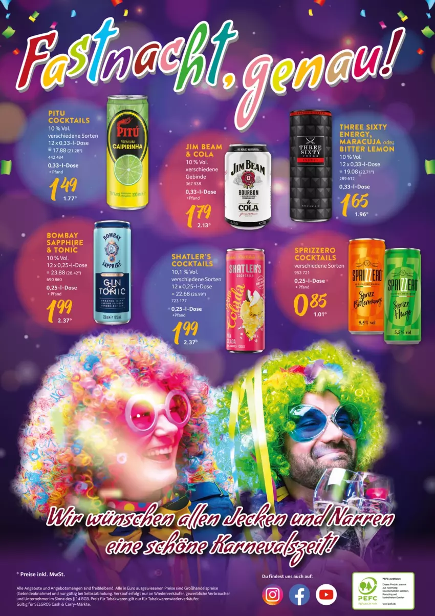 Aktueller Prospekt Selgros - Karneval - von 12.01 bis 20.02.2023 - strona 12 - produkty: angebot, angebote, bitter lemon, bombay sapphire, caipirinha, cocktail, cocktails, cola, eis, LG, maracuja, Rauch, reis, sapphire, Sprizz, Ti, tonic