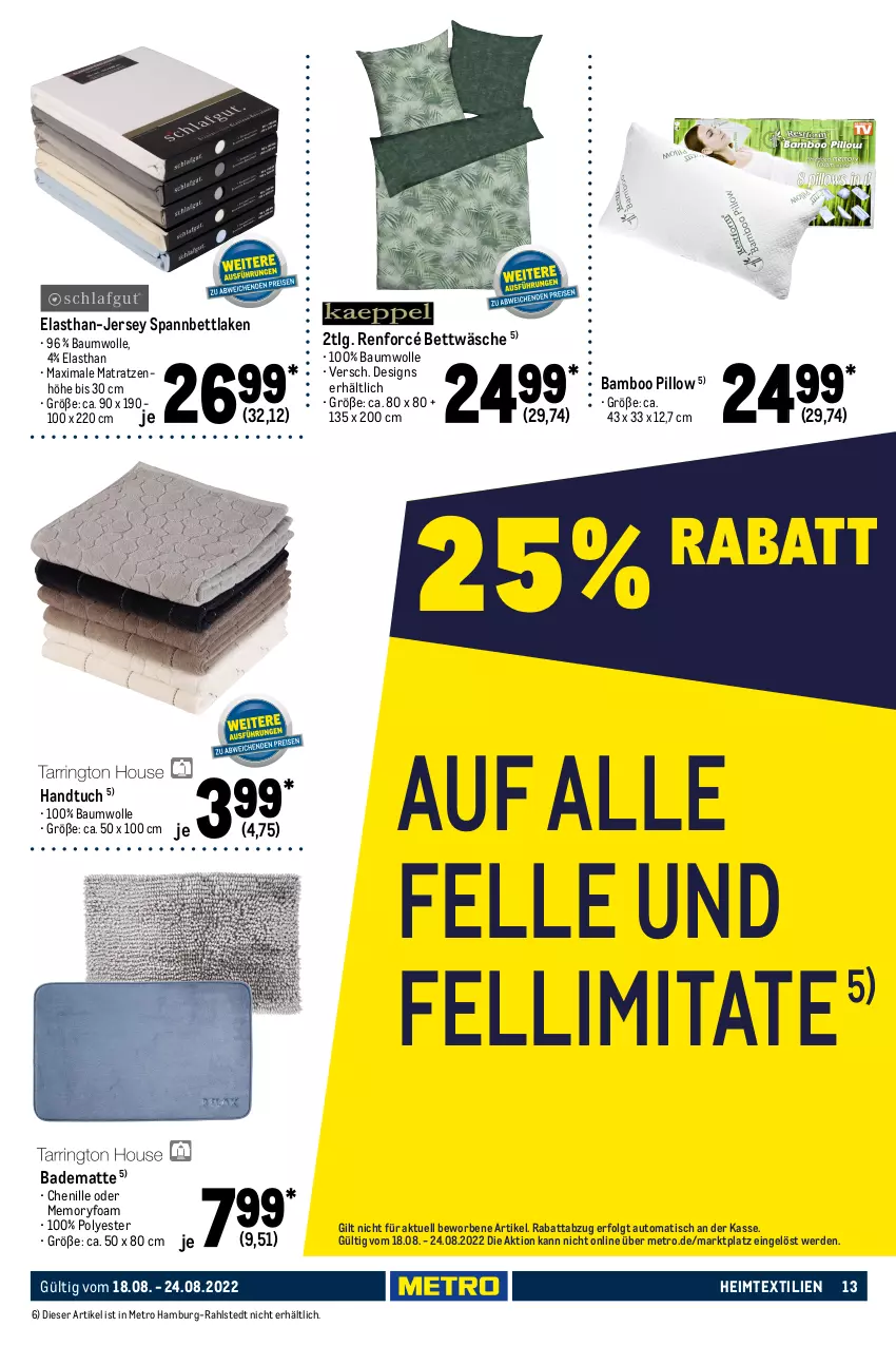 Aktueller Prospekt Metro - NonFood - von 18.08 bis 24.08.2022 - strona 13 - produkty: Apple, auto, Bad, badematte, bamboo, Bau, baumwolle, bett, bettwäsche, celeron, eis, elle, ente, erde, frontkamera, gin, handtuch, heimtextilien, Intel, jersey spannbettlaken, kamera, LG, mac, macbook, macbook air, matratze, matratzen, Metro, notebook, octa-core prozessor, Pentium, Ria, spannbettlaken, ssd, Ti, tisch, tuc, usb, wolle