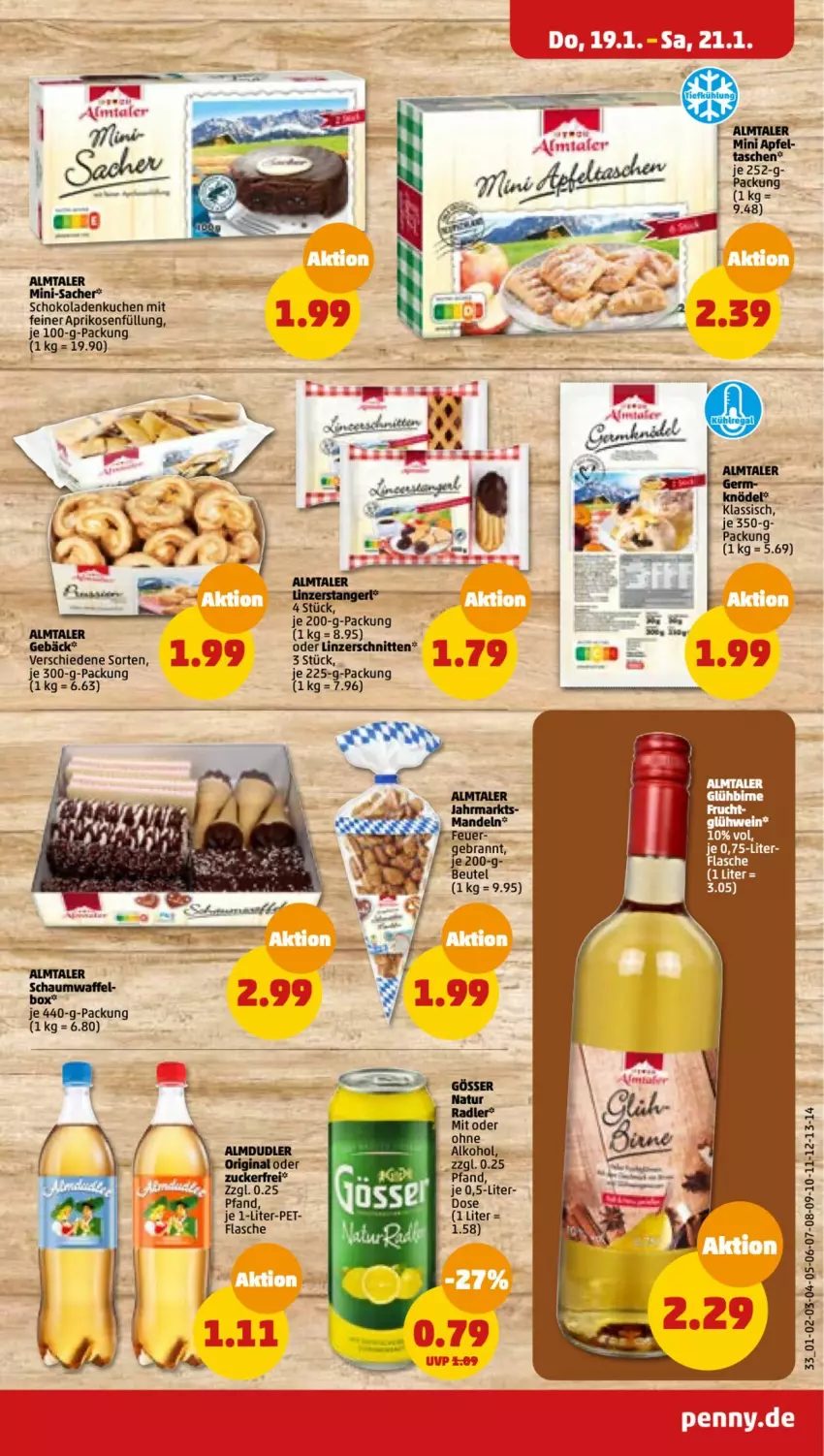 Aktueller Prospekt Penny - Prospekte - von 16.01 bis 21.01.2023 - strona 33 - produkty: alkohol, aprikose, aprikosen, beutel, flasche, frucht, kuchen, ohne alkohol, radler, sac, schoko, schokolade, schokoladen, senf