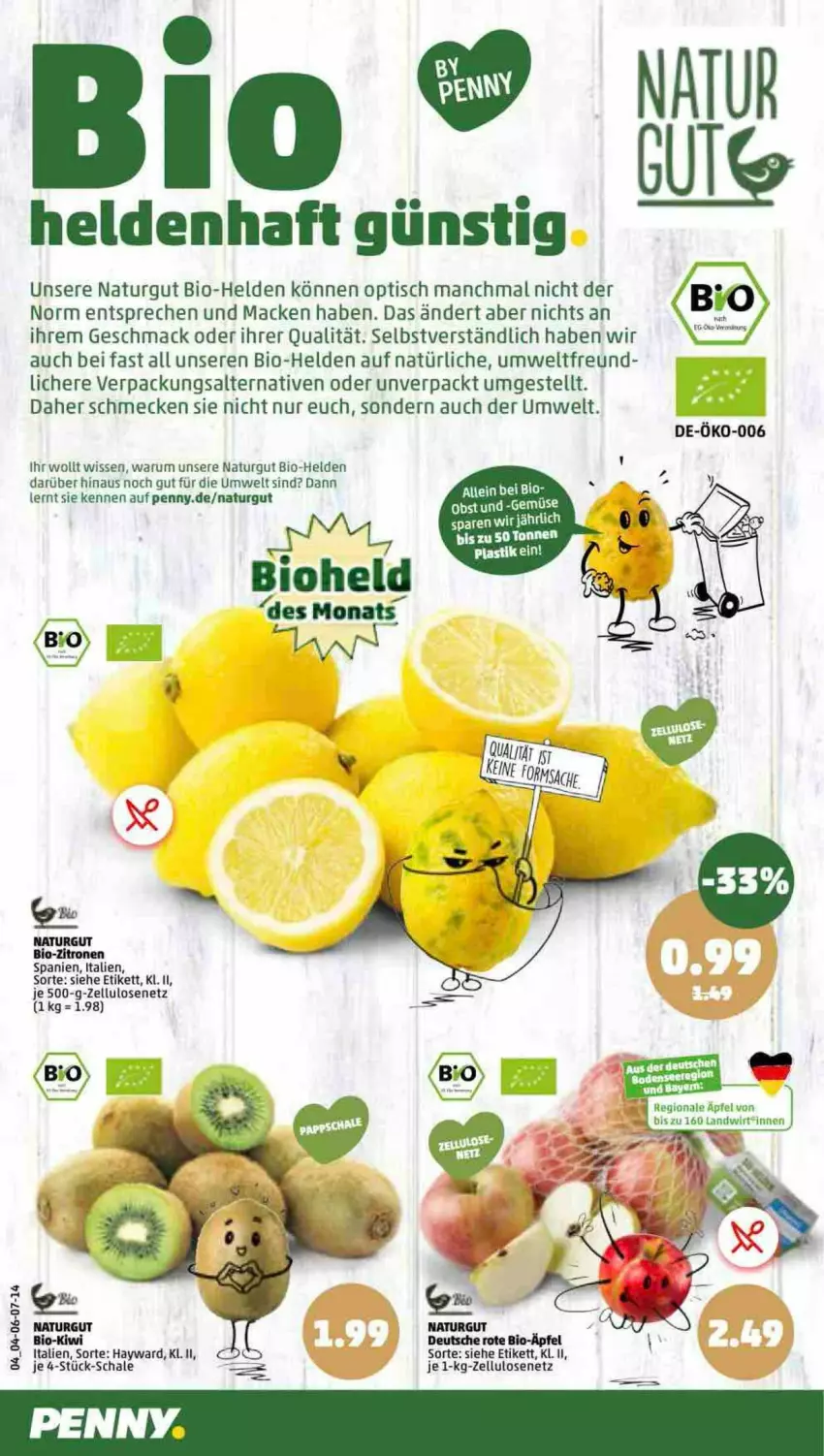 Aktueller Prospekt Penny - Prospekte - von 16.01 bis 21.01.2023 - strona 4 - produkty: bio, bio-zitronen, kiwi, mac, natur, obst, rum, Schal, Schale, Ti, tisch, zitrone, zitronen