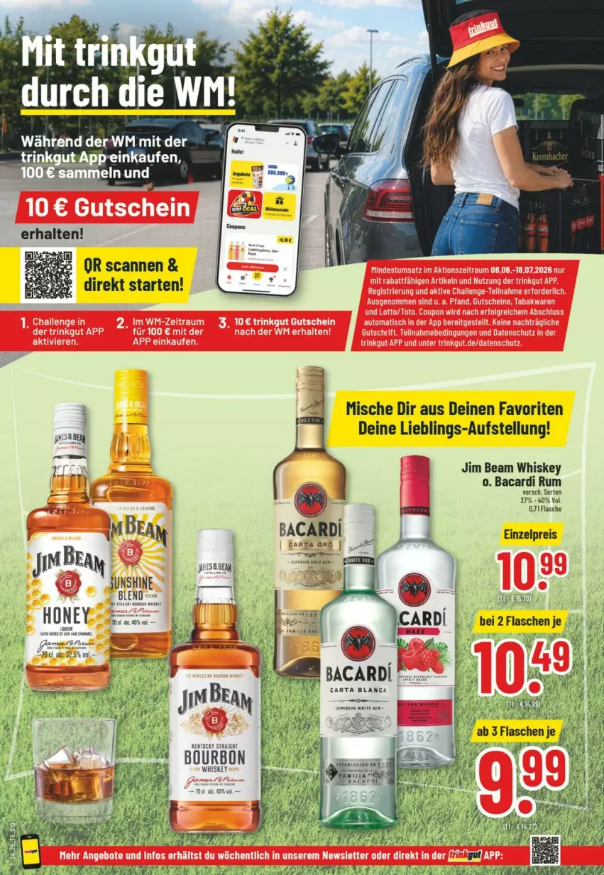 Aktueller Prospekt Trinkgut - Prospekte - von 07.06 bis 13.06.2026 - strona 12 - produkty: bacardi, bacardi rum, bourbon, eis, flasche, jim beam, kentucky straight, reis, rel, rum, tuc, whiskey
