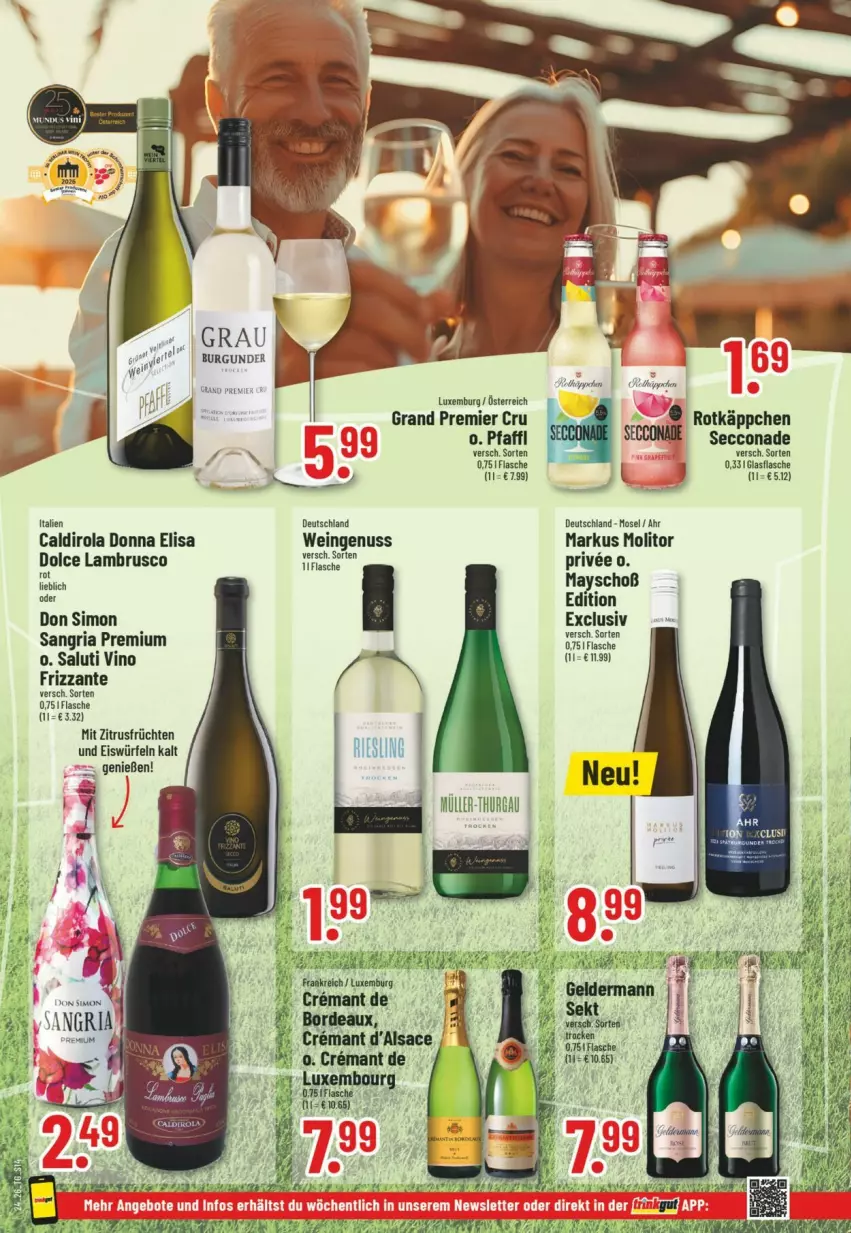 Aktueller Prospekt Trinkgut - Prospekte - von 07.06 bis 13.06.2026 - strona 16 - produkty: aldi, burgunder, ecco, eis, eiswürfel, flasche, frizzante, früchte, früchten, Lambrusco, nuss, Ria, rotkäppchen, sangria, sim, Ti, wein, würfel